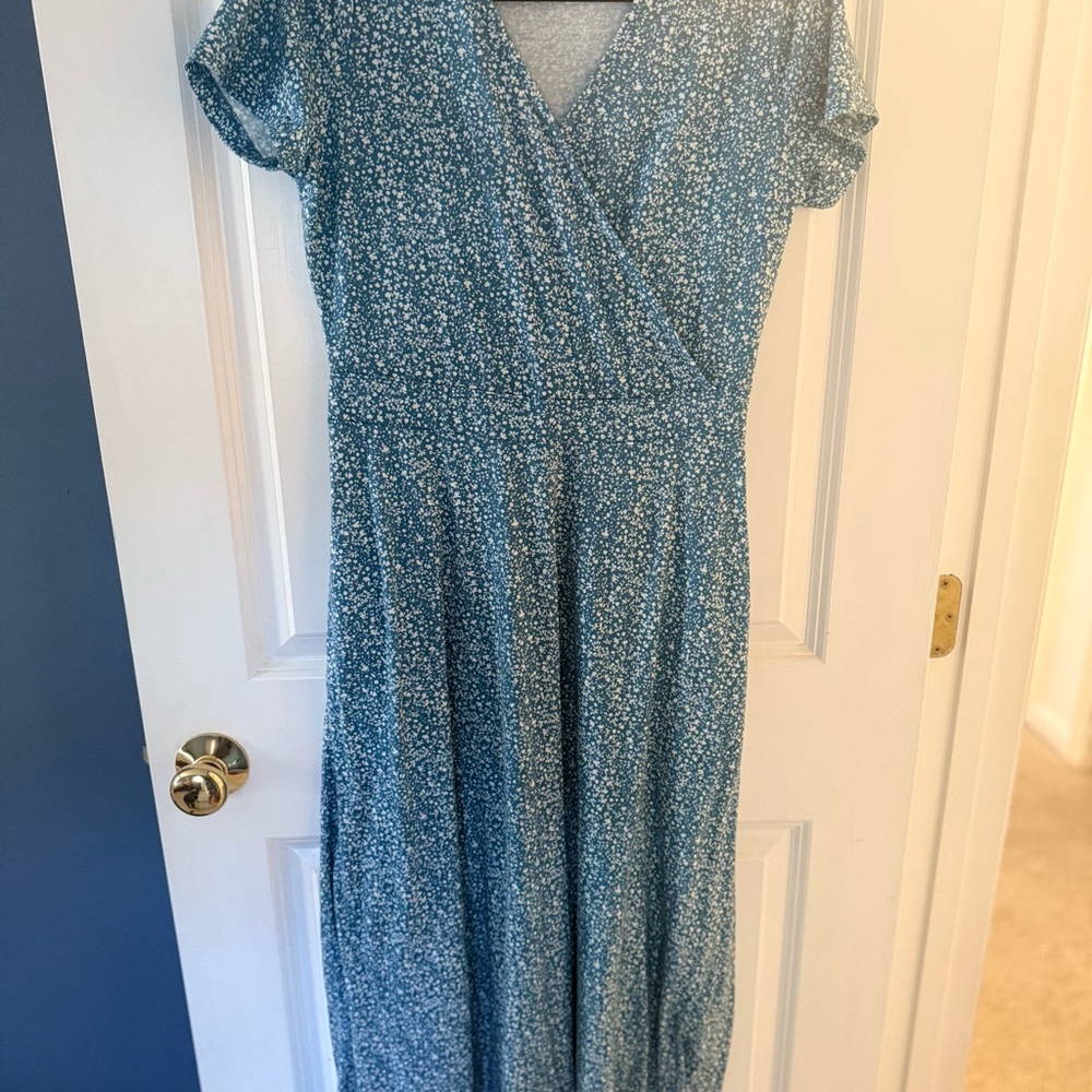 Floral Blue Wrap Dress